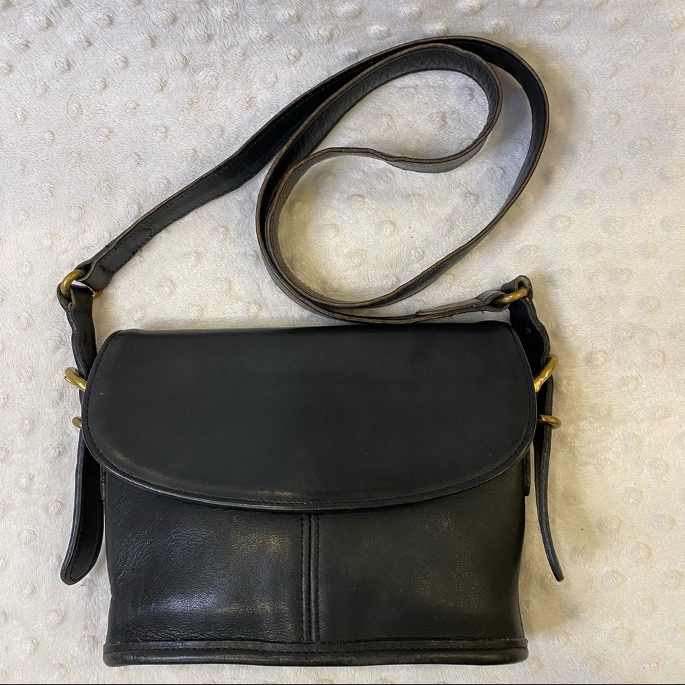 Coach Vintage Equestrian Small Flap Bag Black Leather #9801